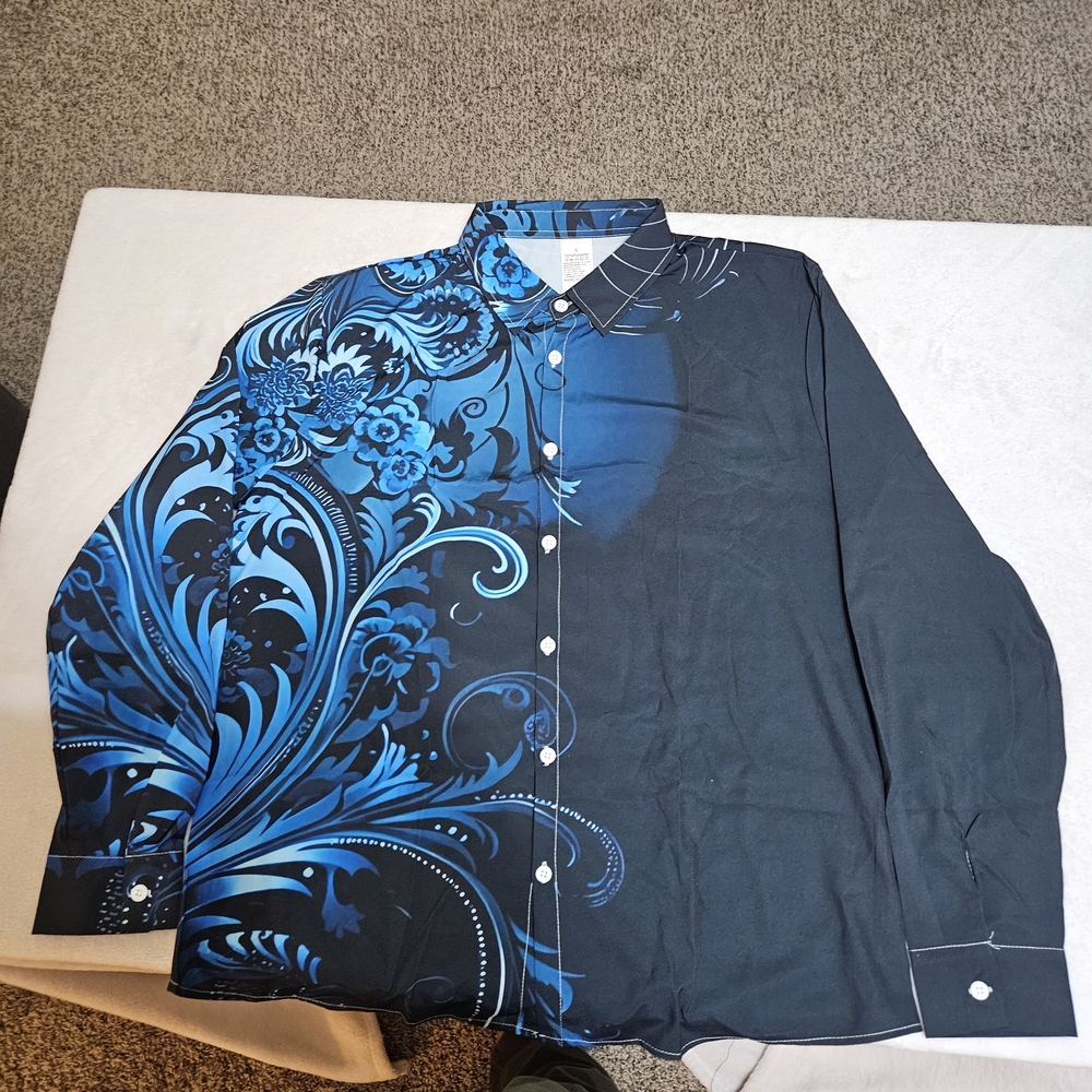 Stylish Black and Blue Floral Men's Shirt